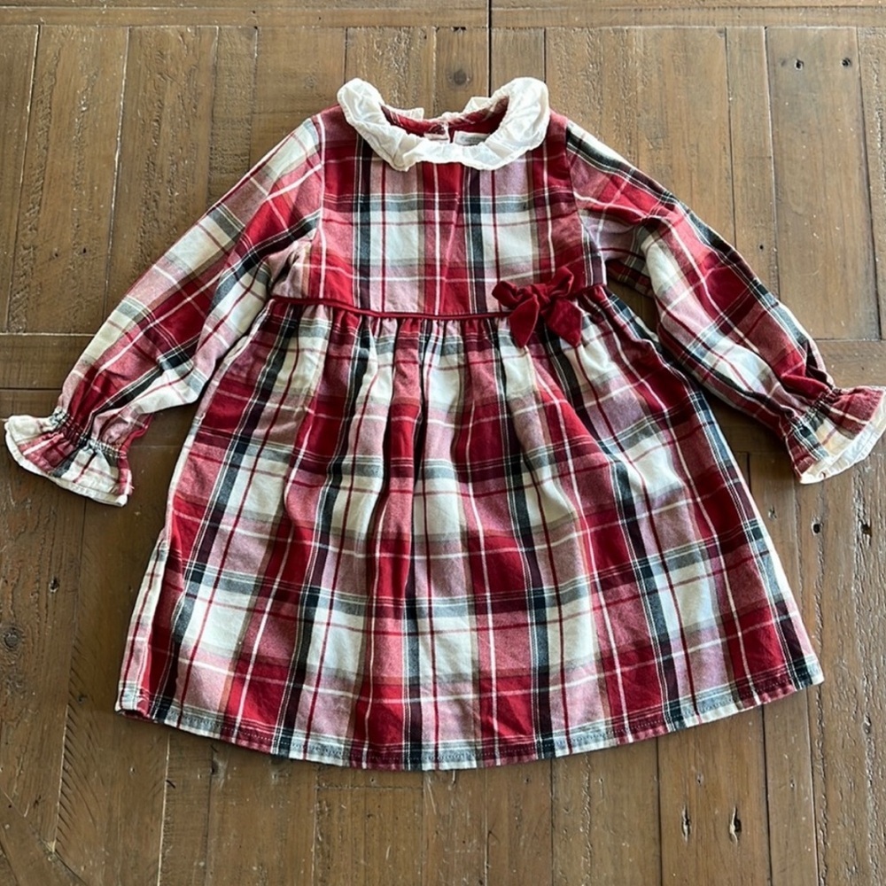 Boutique holiday plaid Peter Pan collar christmas dress